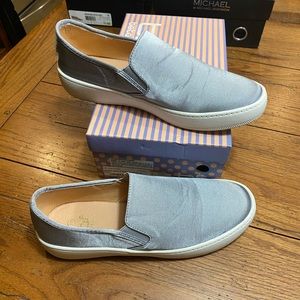 Boutique Brand Grey Fabric Slip-On Sneakers